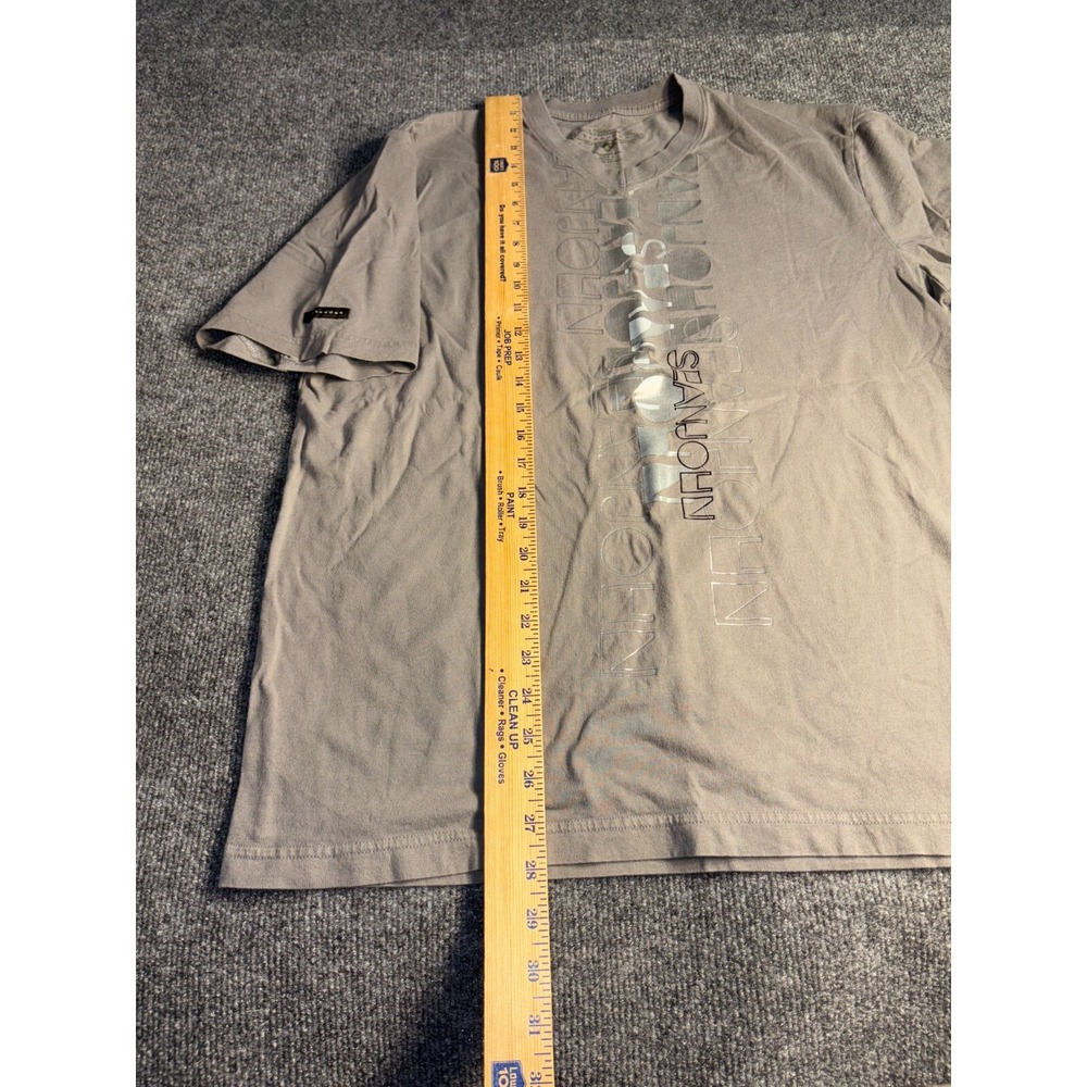 Sean John Tee Shirt Men XL Brown 100% Cotton Orignal Fit Short Sleeve Rib V Neck - Picture 6 of 7